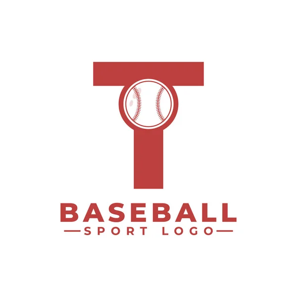 Lettera Con Design Del Logo Del Baseball Elementi Del Modello — Vettoriale Stock