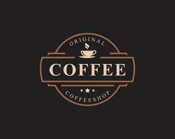Logos Classic Retro Badge Coffee Shop Coupe Haricots Café Design — Image vectorielle