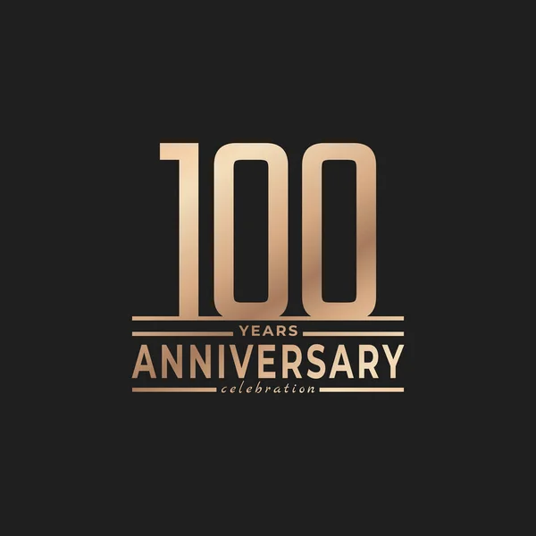 100 Επέτειος Εορτασμός Χρονιάς Λεπτό Σχήμα Αριθμού Χρυσό Χρώμα Για — Διανυσματικό Αρχείο