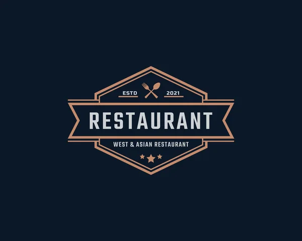 Emblema Etiqueta Retro Vintage Clássico Para Restaurante Café Logo Design —  Vetores de Stock