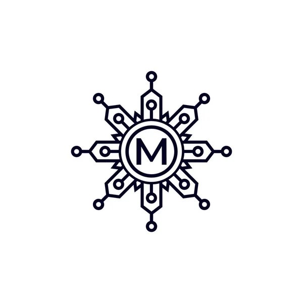 Tecnologia Letra Inicial Círculo Logo Design Elemento Modelo — Vetor de Stock