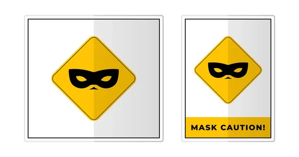 Maske Vektor Vorsicht Sign Label Symbol Icon Vector Illustration — Stockvektor