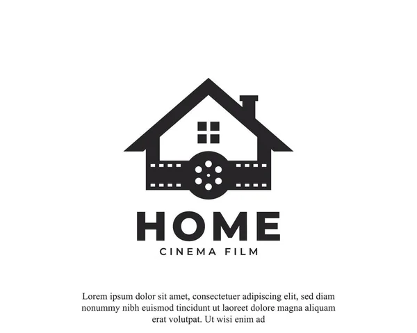 Onroerend Goed Cinema Icon Logo Combinatie Van House Film Stripes — Stockvector