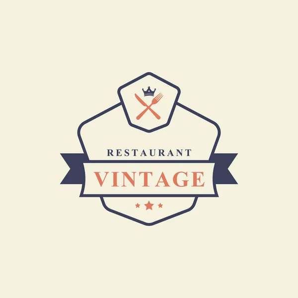 Retro Odznak Restaurace Kavárna Ikony Fast Food Logo Design Siluety — Stockový vektor
