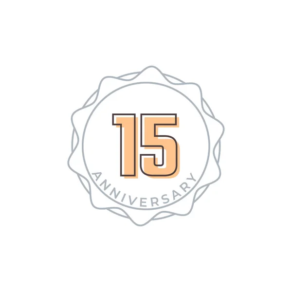 15周年庆祝病媒徽章 一周年快乐庆祝模板设计图解 — 图库矢量图片