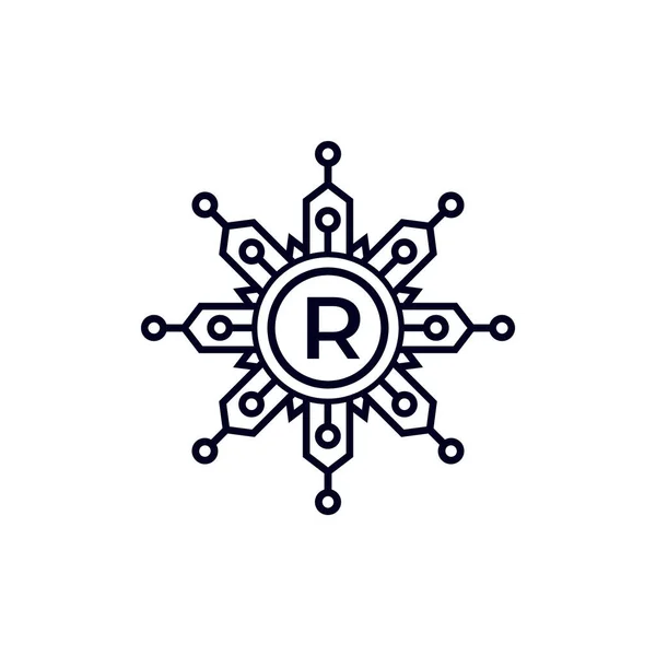 Tecnologia Carta Inicial Círculo Logo Design Elemento Modelo —  Vetores de Stock