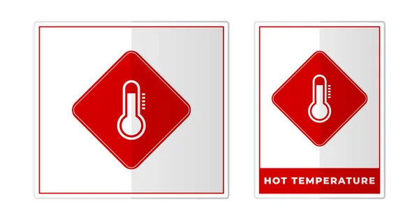 Gorąca Temperatura Ostrzeżenie Znak Etykieta Symbol Ikona Wektor Ilustracja — Wektor stockowy