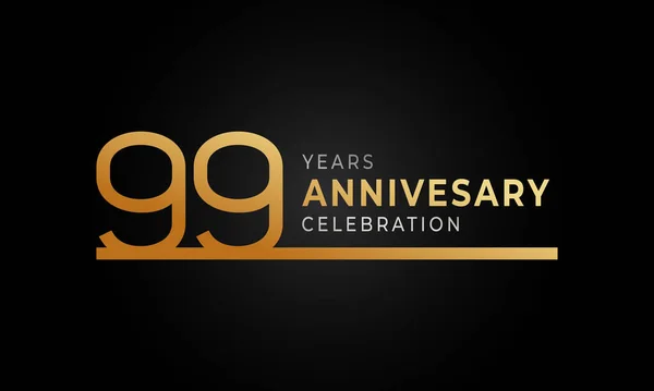 Logotipo Celebrazione Dell Anniversario Anni Con Linea Singola Colore Dorato — Vettoriale Stock