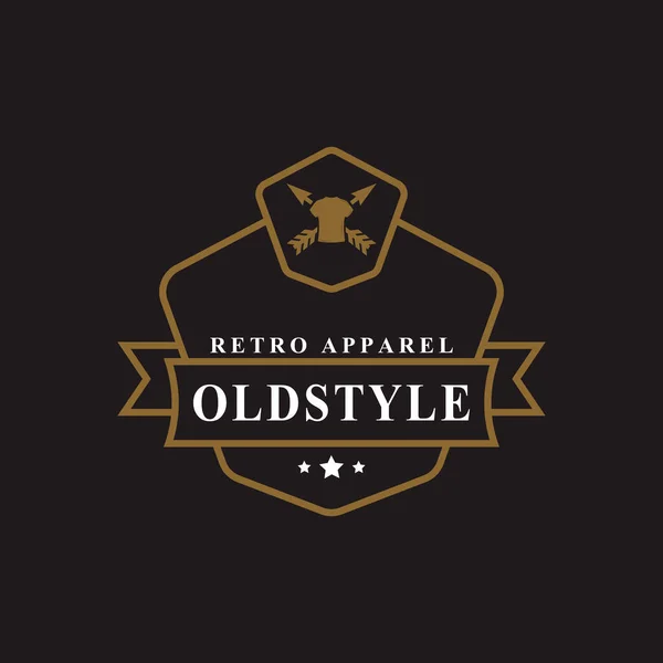 Emblema Retrô Vintage Para Vestuário Vestuário Estilo Antigo Logotipo Emblema —  Vetores de Stock