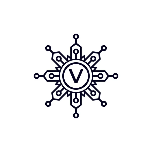 技术初始字母V圆环标志设计模板元件 — 图库矢量图片