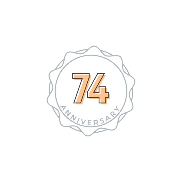 74周年記念ベクトルバッジ お祝いお祝いお祝いテンプレートデザインイラスト — ストックベクタ