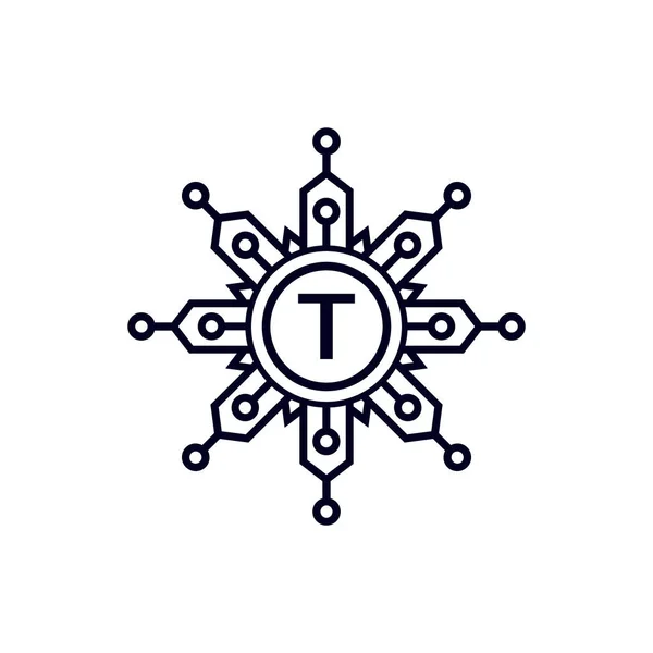 Technologie Lettre Initiale Cercle Élément Modèle Conception Logo — Image vectorielle