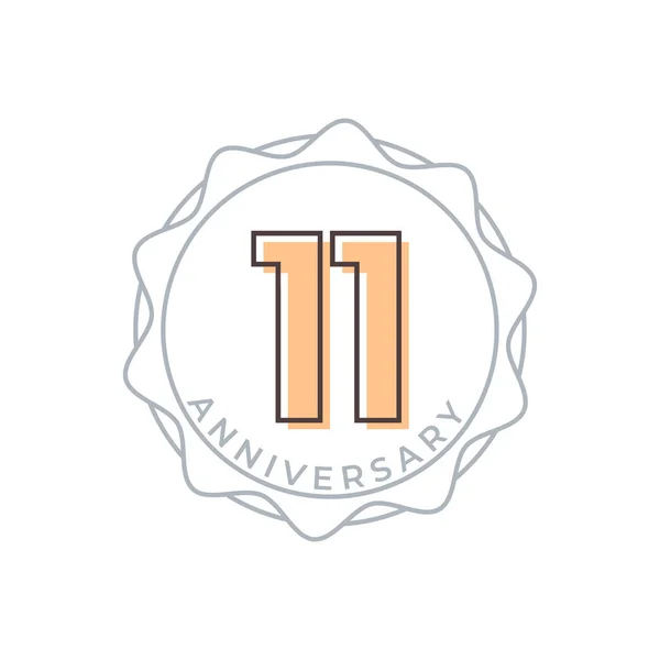 11周年記念ベクトルバッジ お祝いお祝いお祝いテンプレートデザインイラスト — ストックベクタ