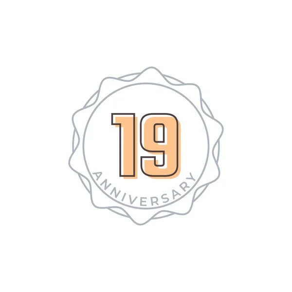 19周年記念ベクトルバッジ お祝いお祝いお祝いテンプレートデザインイラスト — ストックベクタ