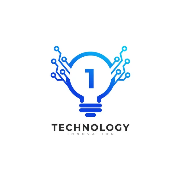 Número Bombilla Interior Tecnología Innovación Logo Diseño Plantilla Elemento — Archivo Imágenes Vectoriales