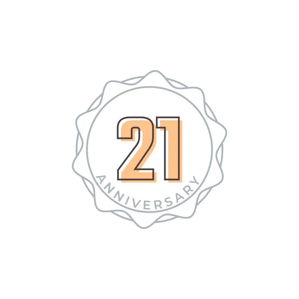 21周年記念ベクトルバッジ お祝いお祝いお祝いテンプレートデザインイラスト — ストックベクタ