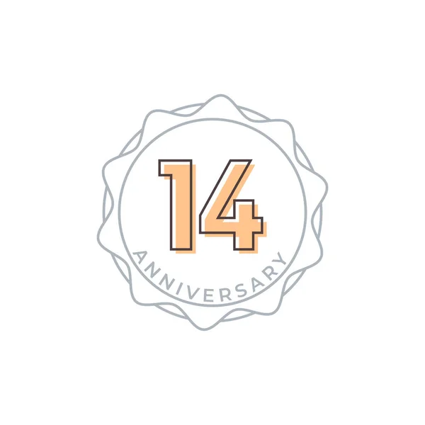 14周年記念ベクトルバッジ お祝いお祝いお祝いテンプレートデザインイラスト — ストックベクタ
