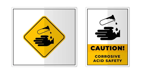 Ätzende Säure Sicherheitszeichen Etikett Symbol Icon Vector Illustration — Stockvektor