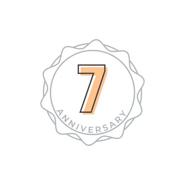 7周年記念ベクトルバッジ お祝いお祝いお祝いテンプレートデザインイラスト — ストックベクタ