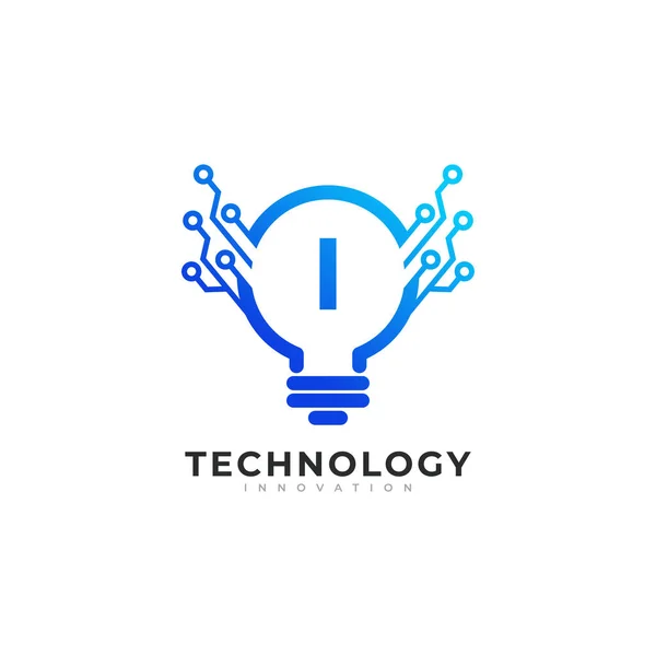 Ampul Teknolojisi Cat Logosu Şablonu Çinde Birinci Mektup — Stok Vektör