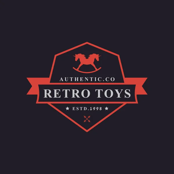 Vintage Retro Badge För Leksaker Och Souvenir Logo Design Mall — Stock vektor