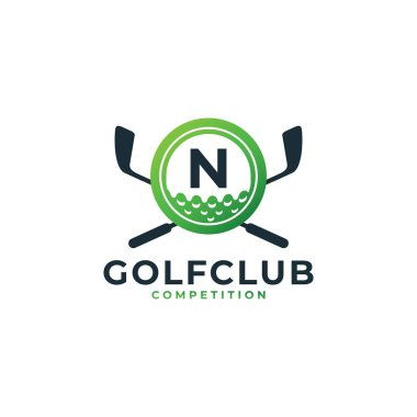 Golf Spor Logosu. Golf Logosu Tasarım Vektör Şablonu 'nun N harfi. Eps10 Vektörü