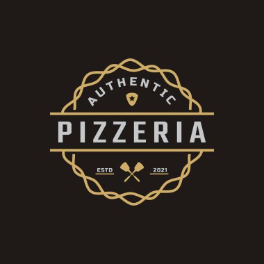 Klasik Amblem Rozet Spatula Pizza Logo Tasarımı İlham Verici