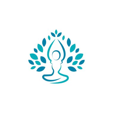 Yeşil Yapraklı Linear Women Silhouette Fitness ve Wellness Vector Logo Tasarım Elemanı Şablonu