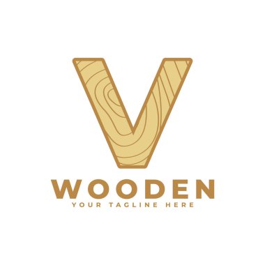Tahta Doku Logosu olan V harfi. İş, Mimarlık, Gayrimenkul, İnşaat ve İnşaat Logoları İçin Kullanılabilir