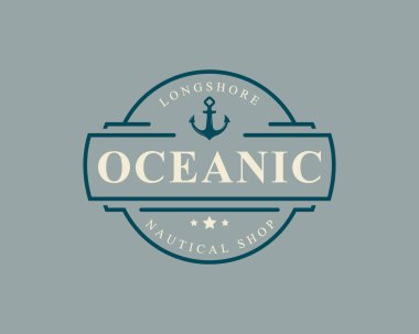 Denizcilik Amblem Tasarımı Şablonu için Gemi Çapa Sembollü Vintage Retro Rozet Denizcilik ve Okyanus Logosu