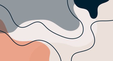 Çıplak Pastel Renkleri Minimalist Arkaplan ile organik Soyut Şekiller ve Satır ile Moda Şablonları Metin veya Mesaj için Boşluğu Kopyala