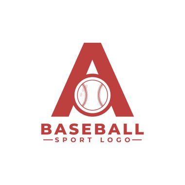 Beyzbol Logosu Tasarımı Harfi A. Spor Takımı veya Şirket Kimliği için Vektör Tasarım Şablonu Elementleri.