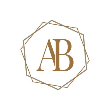 Basit Zarif İlk Harf Tipi AB Logo İmza Simgesi Simgesi Simgesi, Logo Tasarım Şablonu