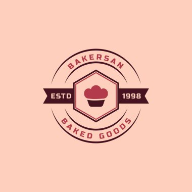Pastane Logoları için klasik Retro Rozet. Ekmek, Kek, Kafe Logo Vektör Tasarımı İlham Verici
