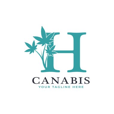 H Green Canabis logosu alfabesi ve tıbbi marihuana konfezi. İş, Bilim, Sağlık, Tıbbi ve Doğa Logoları İçin Kullanılabilir.