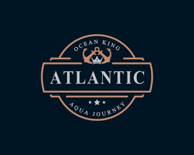 Antika Retro Rozet Denizcilik Kralı Anchor Amblemi Deniz Logosu Tasarımı Sembolü için Çapa ve Taç