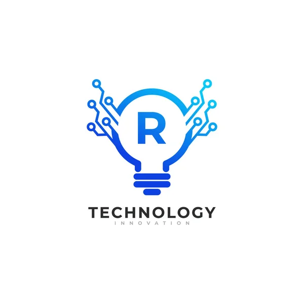 Letra Dentro Lâmpada Tecnologia Inovação Logo Design Template Element — Vetor de Stock
