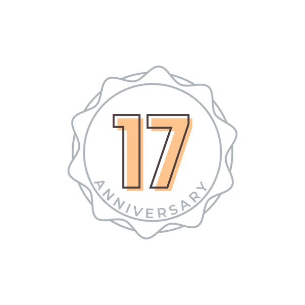 17周年記念ベクトルバッジ お祝いお祝いお祝いテンプレートデザインイラスト — ストックベクタ