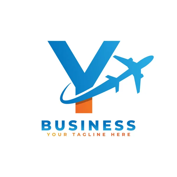 Carta Com Design Logotipo Avião Adequado Para Turismo Viagens Iniciar —  Vetores de Stock