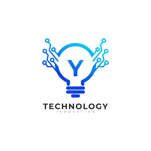 Carta Dentro Lâmpada Tecnologia Inovação Logo Design Modelo Elemento — Vetor de Stock