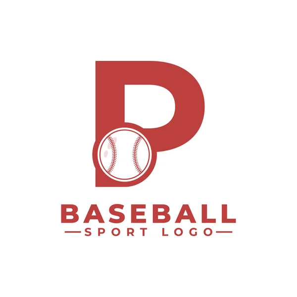 野球ロゴデザインのレターP スポーツチームや企業アイデンティティのためのベクトルデザインテンプレート要素 — ストックベクタ