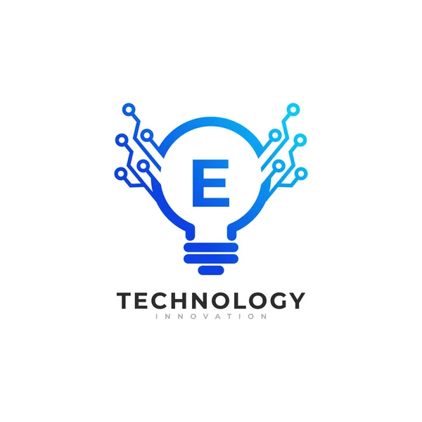 Lambanın Çinde Harfi Ampul Teknolojisi Logo Tasarımı Şablonu — Stok Vektör