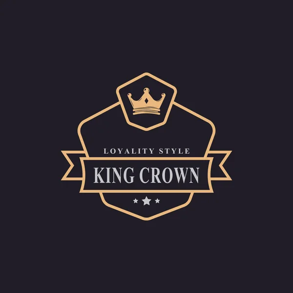 Lüks Altın Kral Kraliyet Logosu Şablon Şablonu Için Vintage Retro — Stok Vektör