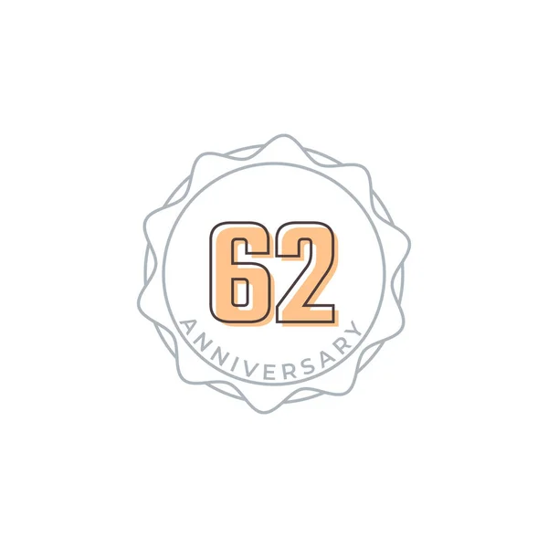 62周年記念ベクトルバッジ お祝いお祝いお祝いテンプレートデザインイラスト — ストックベクタ