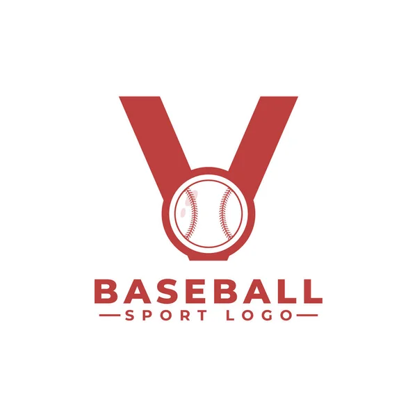 野球ロゴデザインのレターV スポーツチームや企業アイデンティティのためのベクトルデザインテンプレート要素 — ストックベクタ