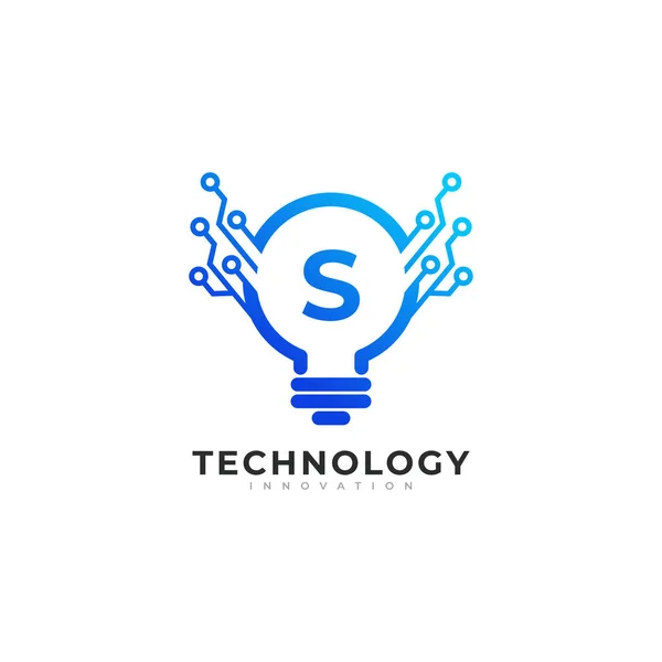 Buchstabe Inneren Der Glühbirne Technologie Innovation Logo Design Template Element — Stockvektor