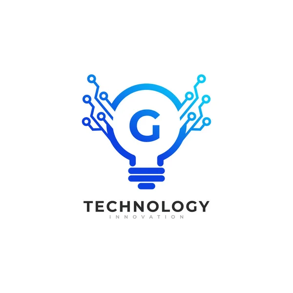 Lambanın Çinde Harfi Ampul Teknolojisi Logo Tasarım Şablonu Elemanı — Stok Vektör