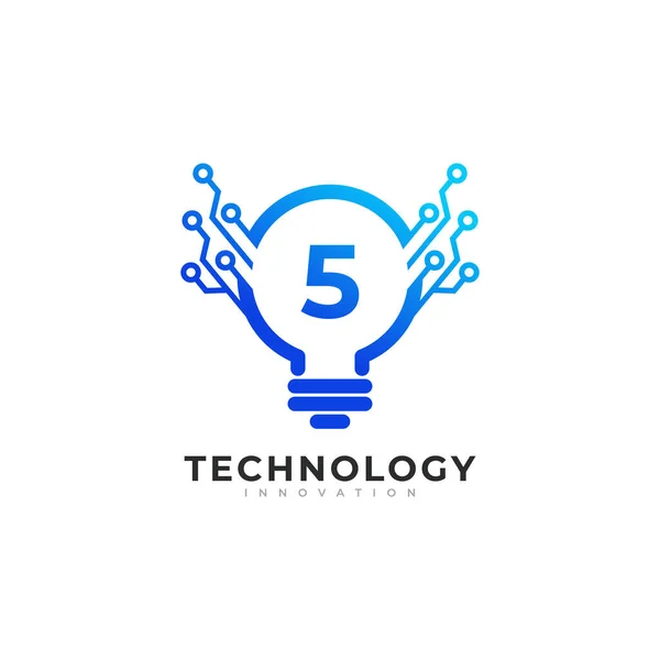 Numero Interno Lampada Lampadina Tecnologia Innovazione Logo Design Template Element — Vettoriale Stock