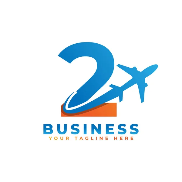 Número Com Design Logotipo Avião Adequado Para Turismo Viagens Iniciar —  Vetores de Stock