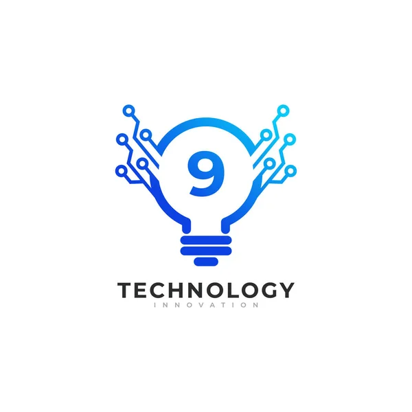 Číslo Vnitřní Žárovka Technologie Inovace Logo Design Template Element — Stockový vektor